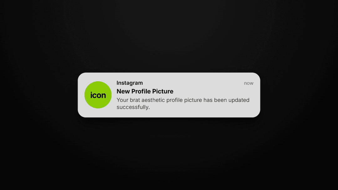brat profile picture example, bold lowercase text on neon green background
